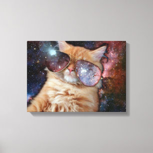 Weltraumkatze mit Sonnenbrille Leinwanddruck