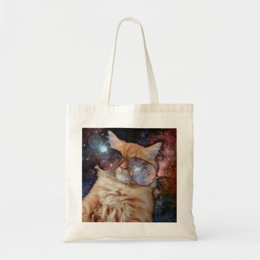 Weltraumkatze mit Sonnenbrille Tragetasche (Vorne)