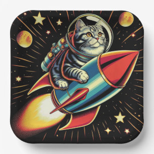 Weltraumkatze-Papierteller! Pappteller