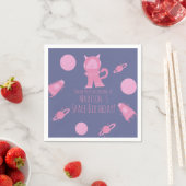 Weltraumkatze Pink Galaxy Geburtstag Serviette (Beispiel)
