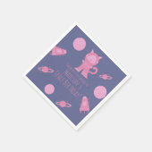 Weltraumkatze Pink Galaxy Geburtstag Serviette (Ecke)