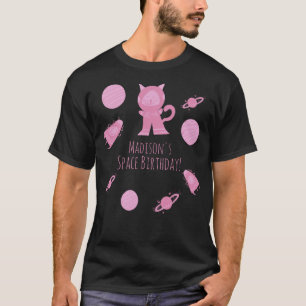 Weltraumkatze Pink Galaxy Geburtstag T-Shirt