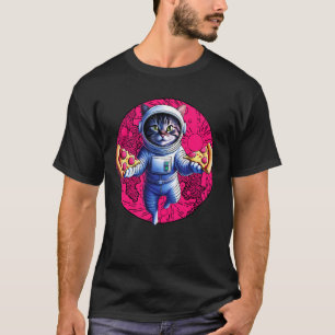 Weltraumkatze Pizza Liebhaber Astronaut Lustig T-Shirt