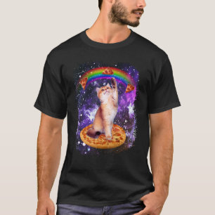 Weltraumkatze Pizza Regenbogen Katze Galaxie Süße  T-Shirt