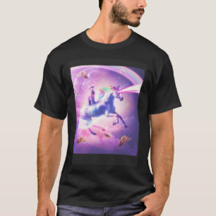 Weltraumkatze-Reiten Einhorn Laser Tacos und Regen T-Shirt