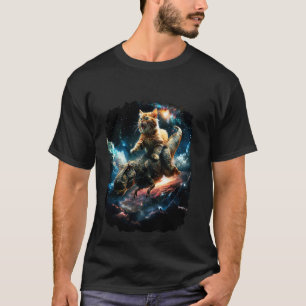Weltraumkatze reitet auf Dinosaurier T Rex 2 T-Shirt