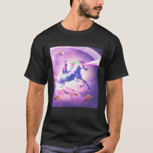 Weltraumkatze reitet auf Einhorn  Laser-Tacos und  T-Shirt