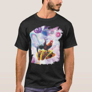 Weltraumkatze reitet auf Huhn Einhorn Taco & Donut T-Shirt