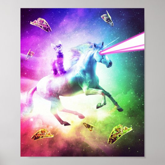 Weltraumkatze-Reitunikorn - Laser, Tacos und Rainb Poster (Vorne)