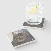 Weltraumkatze Steinuntersetzer (Seitenansicht)