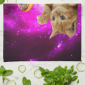 Weltraumkatze und die fliegenden Donuts Geschirrtuch (Gefaltet)