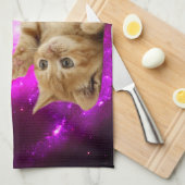 Weltraumkatze und die fliegenden Donuts Geschirrtuch (Viertel Falte)