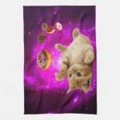 Weltraumkatze und die fliegenden Donuts Geschirrtuch (Vertikal)