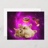 Weltraumkatze und die fliegenden Donuts Postkarte (Vorne/Hinten)