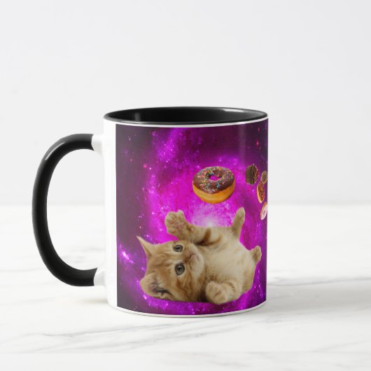 Weltraumkatze und die fliegenden Donuts Tasse (Links)