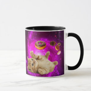 Weltraumkatze und Flugdonuts Tasse