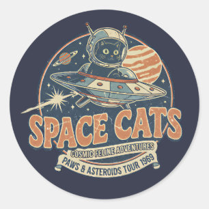 Weltraumkatzen Astronaut Katzen Galaxie Design Runder Aufkleber