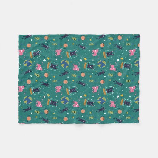 Weltraumkatzen Fleecedecke (Vorderseite (Horizontal))