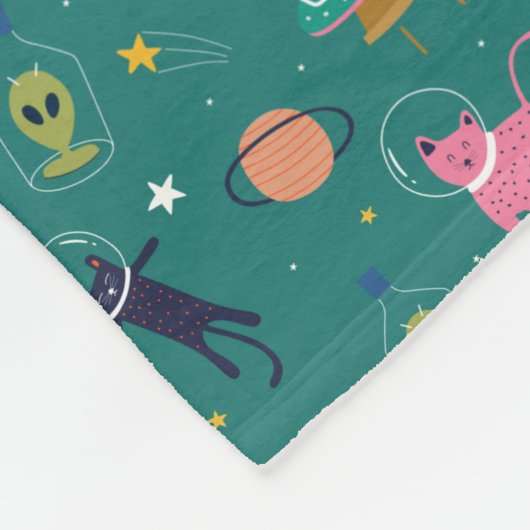 Weltraumkatzen Fleecedecke (Ecke)