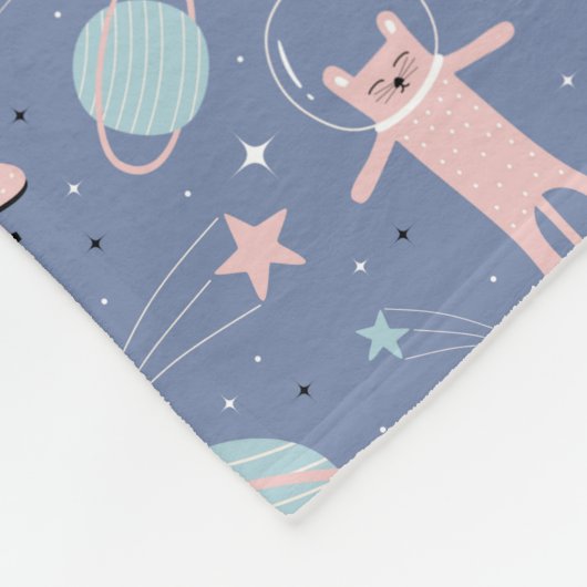 Weltraumkatzen Fleecedecke (Ecke)