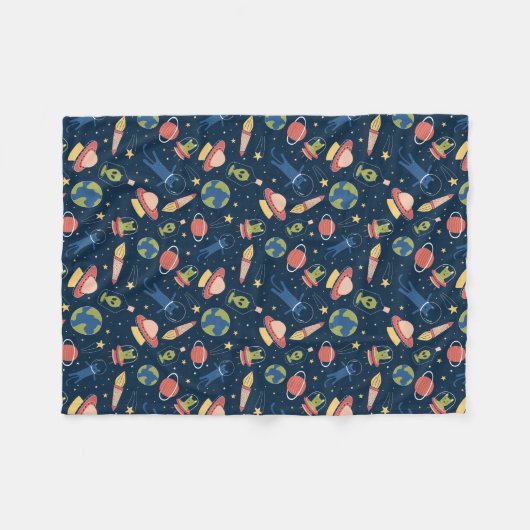 Weltraumkatzen Fleecedecke (Vorderseite (Horizontal))