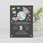 Weltraumkatzen Geburtstag Einladung Purr-fect (Stehend Vorderseite)
