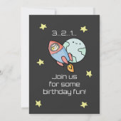 Weltraumkatzen Geburtstag Einladung Purr-fect (Rückseite)