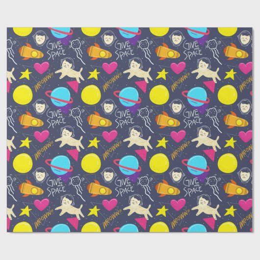 Weltraumkatzen Geschenkpapier (Flach)