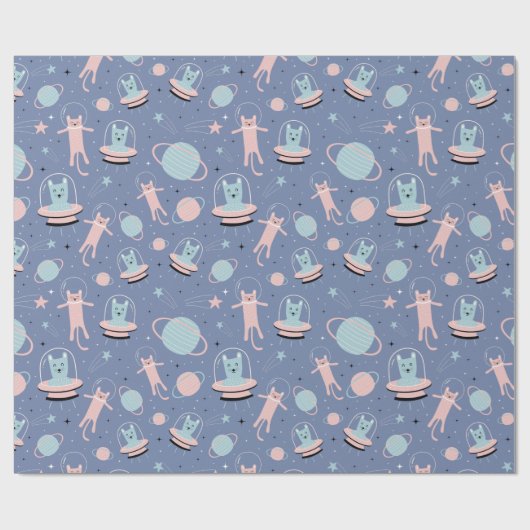 Weltraumkatzen Geschenkpapier (Flach)