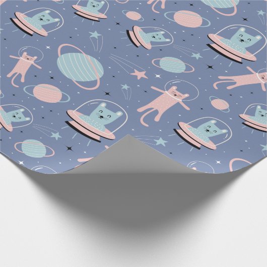 Weltraumkatzen Geschenkpapier (Ecke)