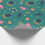 Weltraumkatzen Geschenkpapier (Ecke)