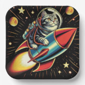 Weltraumkatzen-Papierteller! Pappteller (Vorderseite)