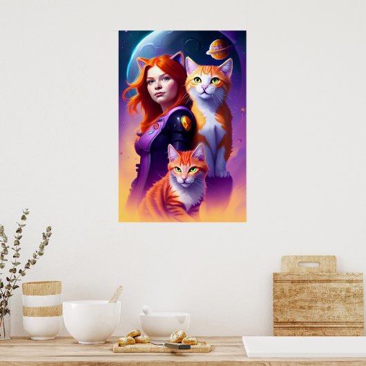 Weltraumkatzen Poster (Küche)