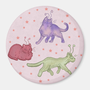 Weltraumkatzen Whimsical Space Cat Lustige Sci-Fi Magnet