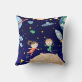 Weltraumkinder fliegen Raumschiff-Sterne Kissen (Rückseite)