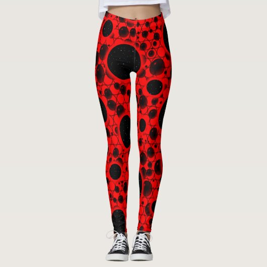 Weltraumknochenpunkte - Rot Leggings (Vorderseite)