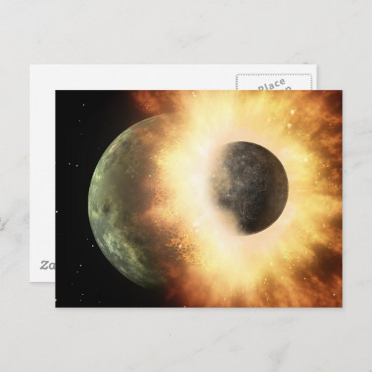 Weltraumkollision Postkarte (Vorne/Hinten)