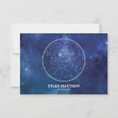 Weltraumkonstellation Galaxy Bar Mitzvah UAWG RSVP Karte (Rückseite)