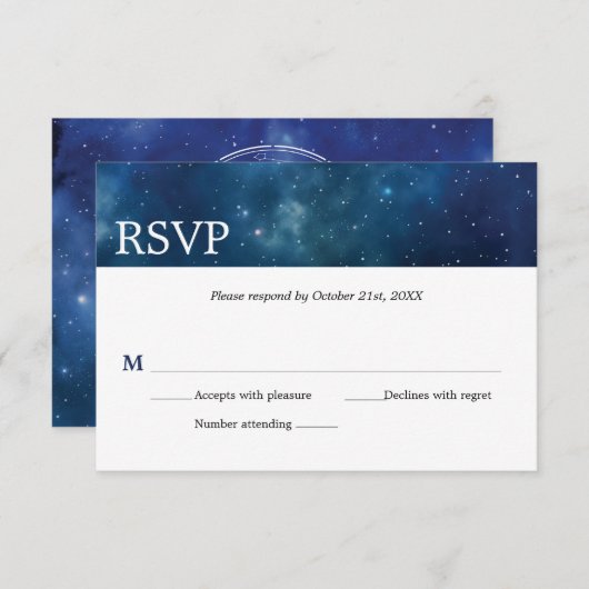 Weltraumkonstellation Galaxy Bar Mitzvah UAWG RSVP Karte (Vorne/Hinten)