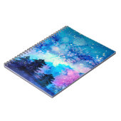 Weltraumkunst in Aquarellen mit Nachthimmel und Bä Notizblock (Linke Seite)