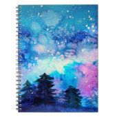 Weltraumkunst in Aquarellen mit Nachthimmel und Bä Notizblock (Vorderseite)