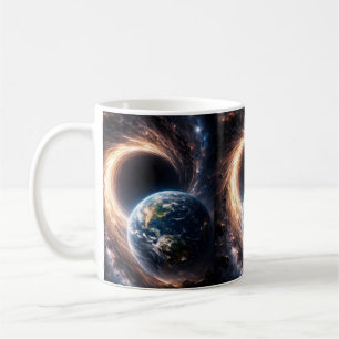 Weltraumkunst mit Erde und Schwarzem Loch Kaffeetasse