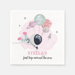 Weltraummädchen 1. Reise um die Sonne Geburtstag Serviette