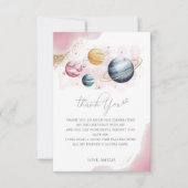 Weltraummädchen Geburtstagsgalaxie Sternenplaneten Dankeskarte (Vorderseite)