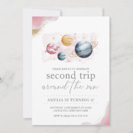 Weltraummädchen Geburtstagsgalaxie Sternenplaneten Einladung