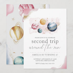 Weltraummädchen Geburtstagsgalaxie Sternenplaneten Einladung