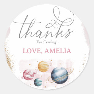 Weltraummädchen Geburtstagsgalaxie Sternenplaneten Runder Aufkleber