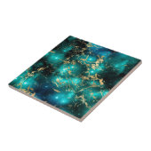 Weltraummarmor Black Green Starry Night Golden Fliese (Seite)