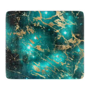 Weltraummarmor Black Green Starry Night Golden Schneidebrett