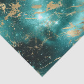 Weltraummarmor Black Green Starry Night Golden Seidenpapier (Ausschnitt)